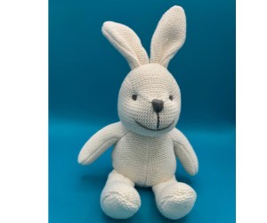 Knitted white bunny baby rattle